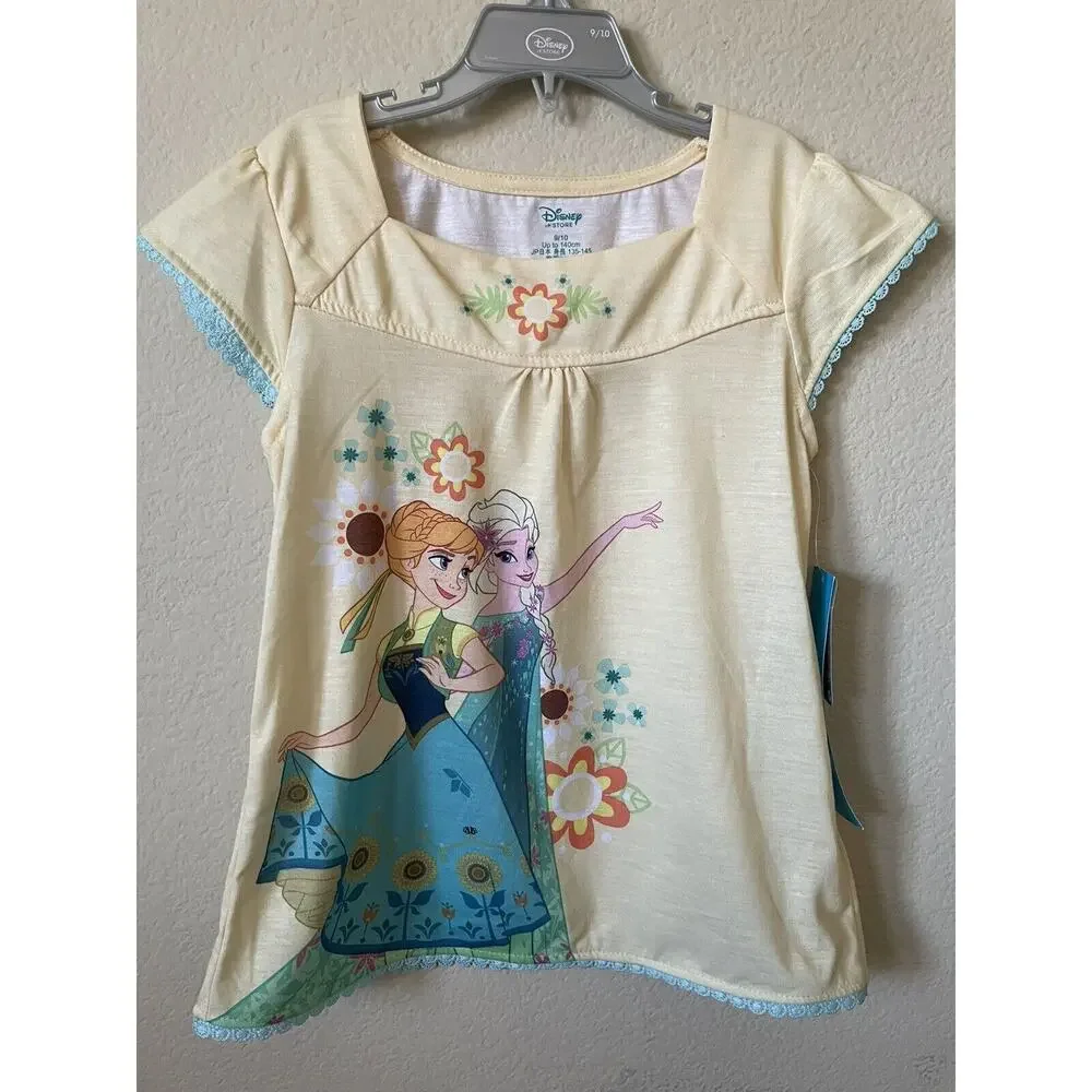 Disney Frozen Princess Anna Elsa Cap Sleeve Top Shorts Pajama Set Size 9/10